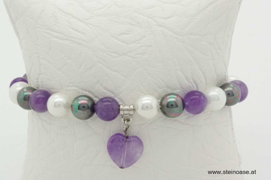 Armband Amethyst & Herz